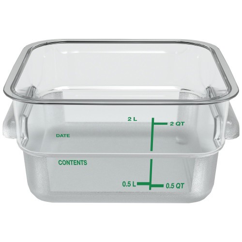 Carlisle Squares Polycarbonate Food Storage Container, 2 qt, 7.13 x 7.13 x 3.8, Clear, Plastic (1195007)