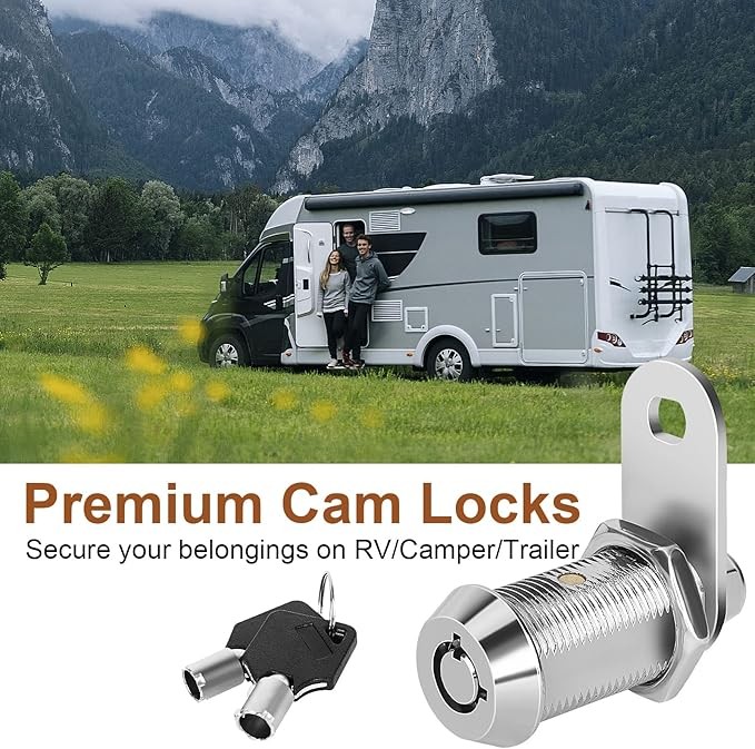 Cam Lock RV Locks for Storage Door 1inch RV Compartment 4PCS Keyed Alike,Trailer Replacement Set with Keys, Chrome Finish (4, 1 Inch) thumbnail 4