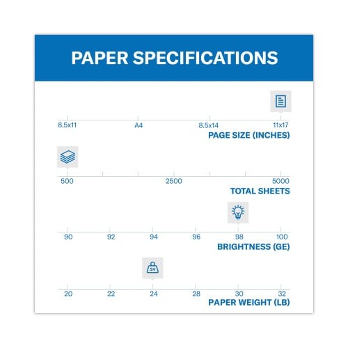 Hammermill Premium Laser Print Paper, 98 Bright, 24 lb Bond Weight, 11 x 17, White, 500/Ream (104620) thumbnail 8