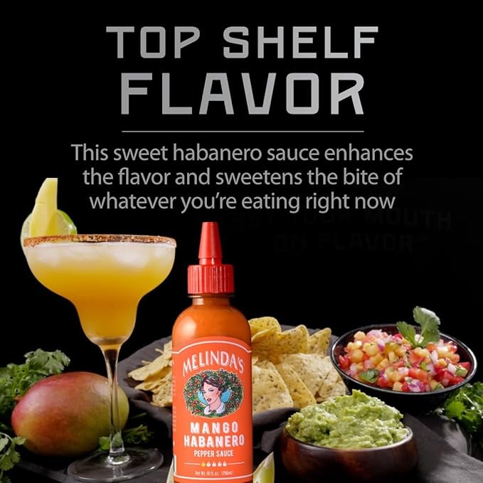 Melindaâ€™s Mango Habanero Hot Sauce - Sweet & Mild Mango Habanero Sauce Made with Real Mango, Fresh Peppers, Vinegar, Carrot & Lime - 10oz Squeeze, 1 Pack thumbnail 4