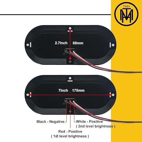 TMH 6" Oval Smoked Lens/Red LED Trailer Tail Light Surface Mount 10 LED Waterproof Stop Brake Turn Trailer Lights for Truck RV Bus Lorry Low-High Brightness 12V DC, 2PCS