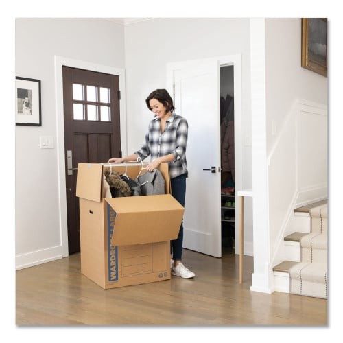 Bankers Box Smooth Move Wardrobe Box, Regular Slotted Container (RSC), 24" x 24" x 40", Brown/Blue, 3/Carton (7711001) thumbnail 2
