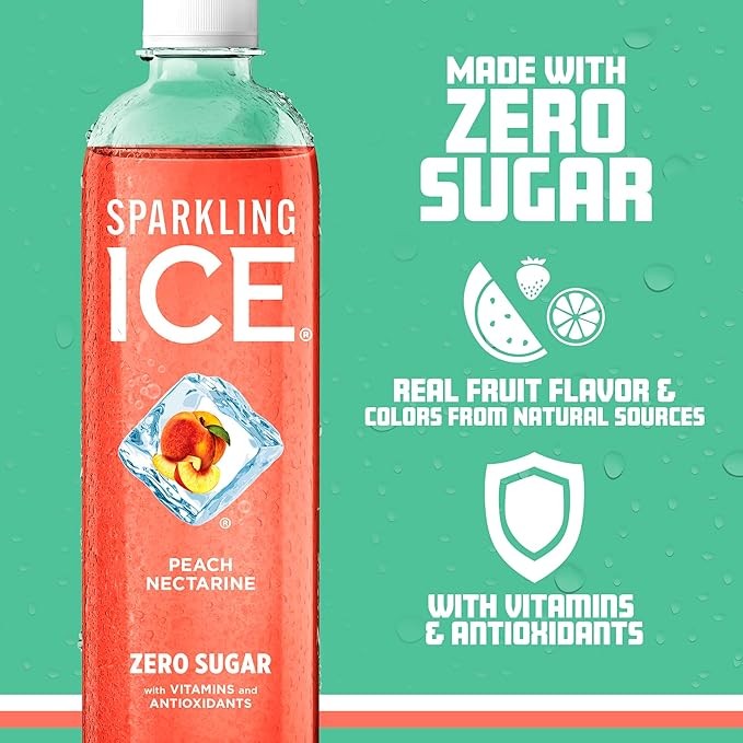 Sparkling Ice, Peach Nectarine Sparkling Water, Zero Sugar Flavored Water, with Vitamins and Antioxidants, Low Calorie Beverage, 17 fl oz Bottles (Pack of 12) thumbnail 6