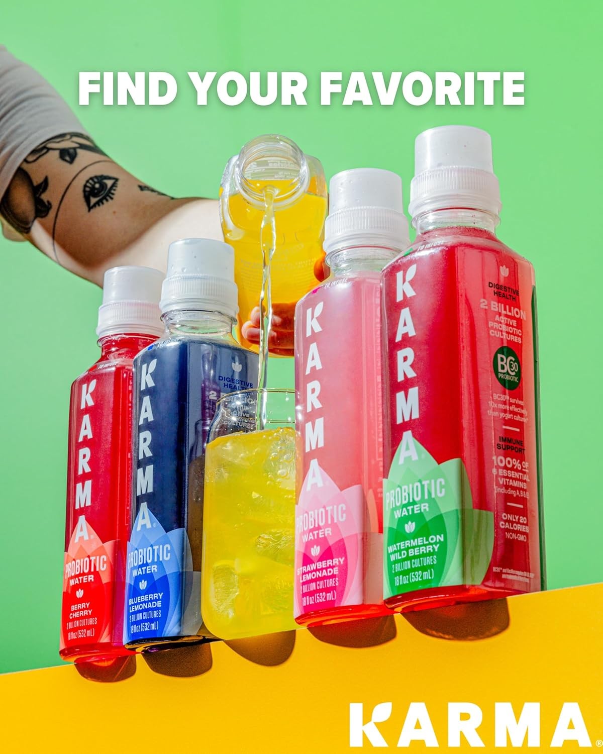 Karma Probiotic Water - 12 Pack, Berry Cherry Drink - Immune & Gut Health Support thumbnail 2