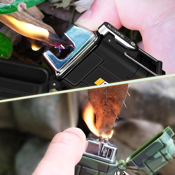 2 Pack Waterproof Lighter Outdoor Electric Lighter Dual Arc Lighter Windproof Lighter USB Rechargeable Lighter Flameless Plasma Lighter Camping Hiking Adventure Survival Tactical Gear thumbnail 3