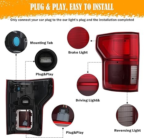 Left Driver Side LED Tail Light with Blind Spot for 2018 2019 2020 Ford F150 Rep thumbnail 4