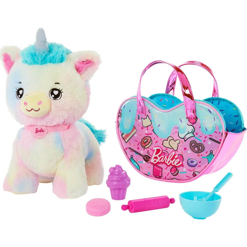 Barbie Stuffed Animals, Unicorn Toys, Plush with Purse and 5 Accessories, Chef Pet Adventure thumbnail 3