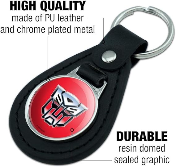GRAPHICS & MORE Black Leather Transformers Autobot Symbol Retro Keychain thumbnail 3