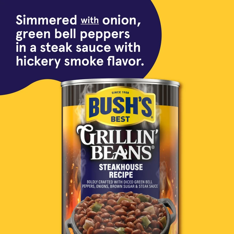Bush's Steakhouse Recipe Grillin' Beans, Canned Beans in Sweet and Smoky Sauce, 22 oz thumbnail 6