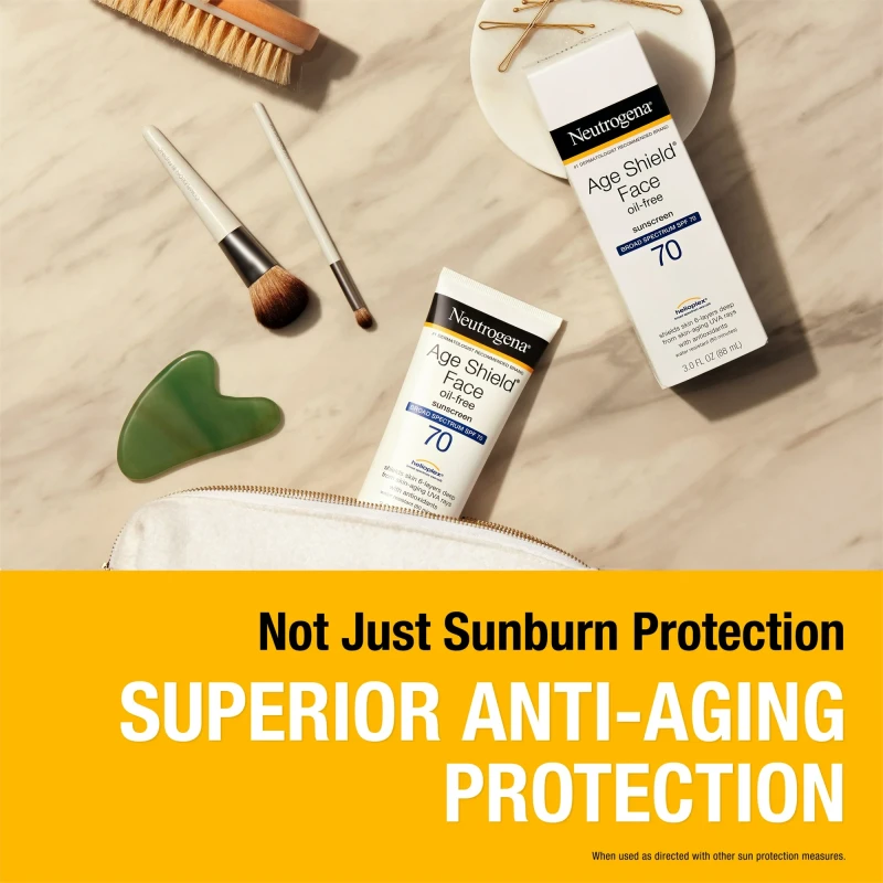 Neutrogena Age Shield Face Oil-Free Sunscreen, SPF 70 Sunblock, 3 fl oz thumbnail 2