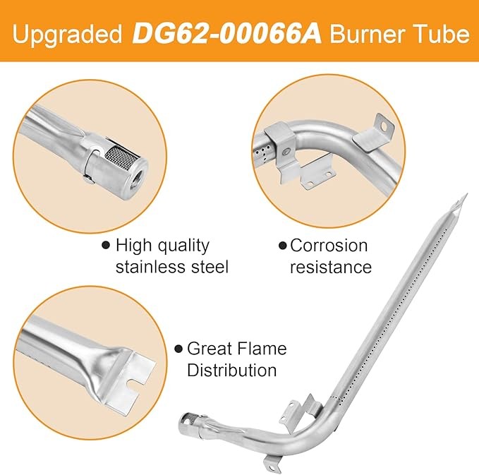 Upgraded DG62-00066A Burner Tube Compatible with samsung Oven Parts, Stainless Steel DG62-00066A Oven Bake Burner Tube 15.9",NX58H5600SS/AA Stove Parts Range Tube Oven Burner thumbnail 7