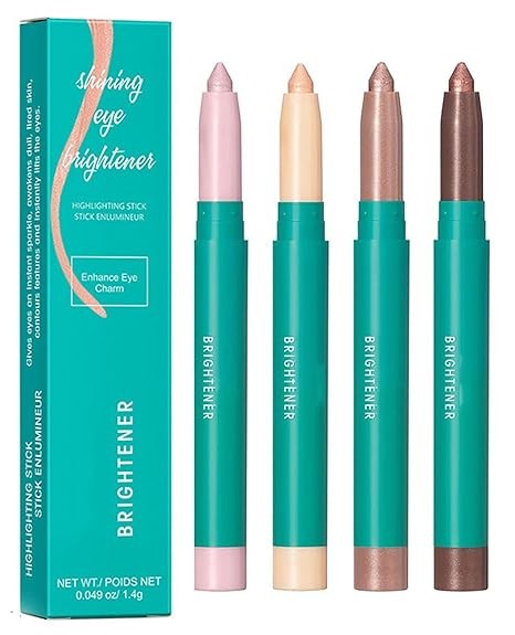4Pcs Eyeshadow Stick, Eye shadow Brightener Stick Glitter Highlighter Makeup Eye Liner, Shimmer Creamy Long Lasting Eye Makeup. (4 colors)