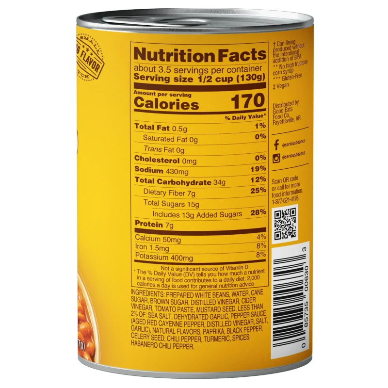 SERIOUS Bean Co Carolina Gold BBQ Beans, 15.75 Oz Can thumbnail 4