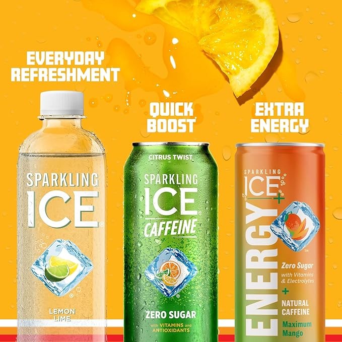Sparkling Ice Caffeine Citrus Twist Sparkling Water with Caffeine, Zero Sugar, with Antioxidants and Vitamins,16 fl oz Cans (Pack Of 12) thumbnail 4