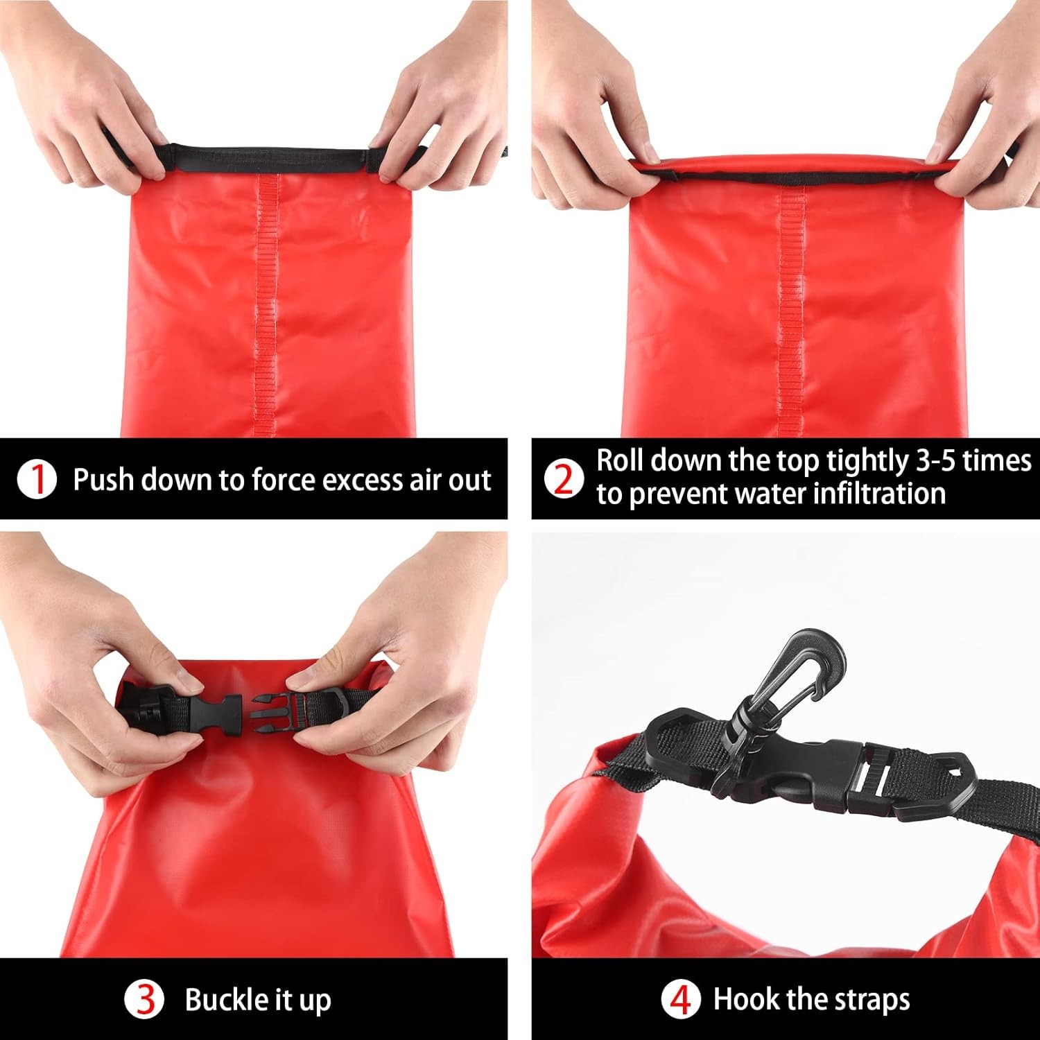Emergency First Aid Kit for Boating & Marine Safety Waterproof Medical Supplies with Roll Top Design for Fishing, Kayaking Red thumbnail 6