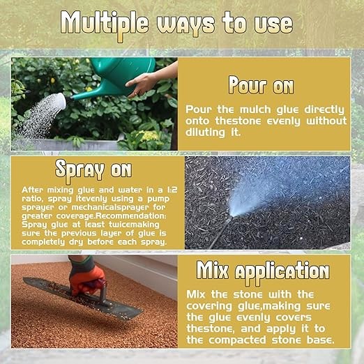 Mulch Strong Glue 64 oz, Concentrate Gravel Glue, for Rocks, Landscaping Pea, Bark, Leaf, Stones & Rubber, Locking Most Mulches thumbnail 3