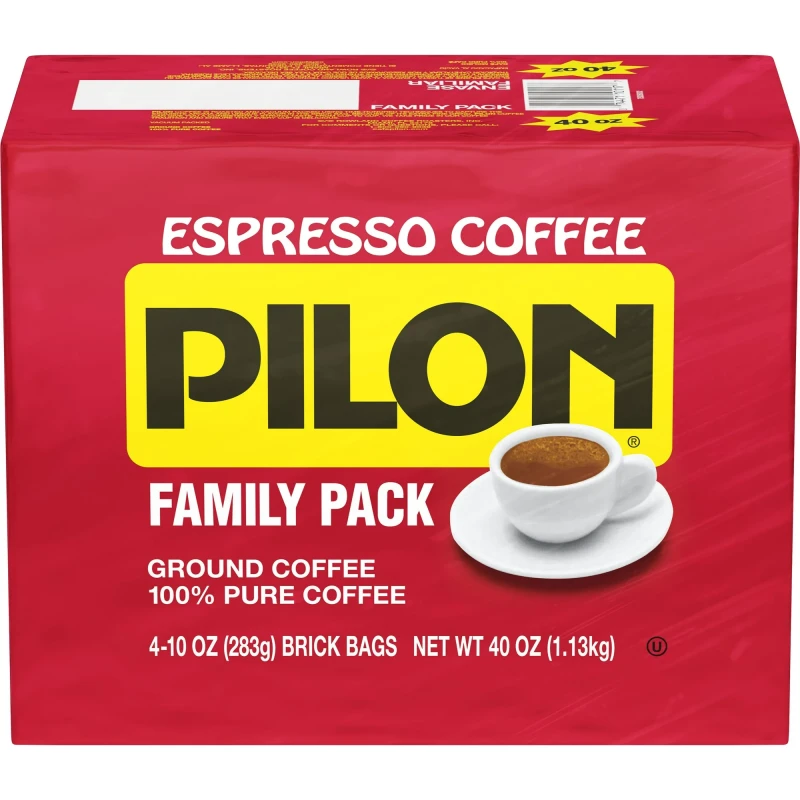 Pilon Espresso, 100% Arabica Coffee, 10-Ounce Bricks (Pack of 4)