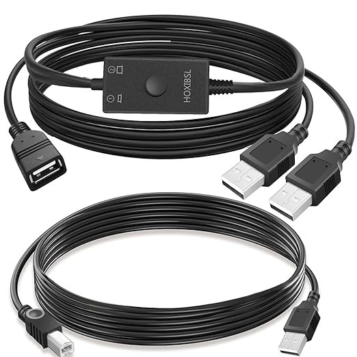 USB Printer Cable Splitter 1 in 2 Out,Printers Splitter for Two Computers, Dual US B Male to Female Compatible Printer, Scanner or Other USB Devices