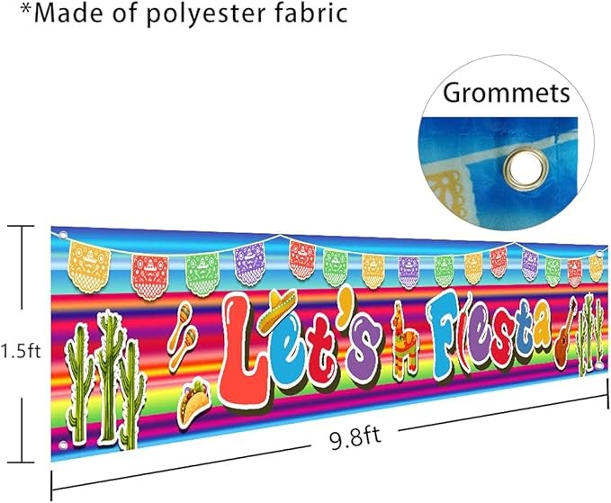 Large Fiesta Banner, Mexican Fiesta Party Supplies Decoration, Cinco De Mayo Party Supplies, Baby Shower Party Banner (Multicolor) thumbnail 2