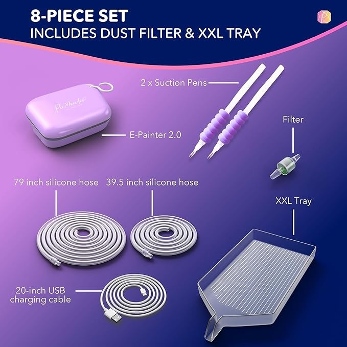 E-Painter for Diamond Painting + AKKU and USB-C - PURPLE - wireless Diamond Painting pen with vacuum pump - Diamond Painting accessories for setting AB stones without wax thumbnail 5