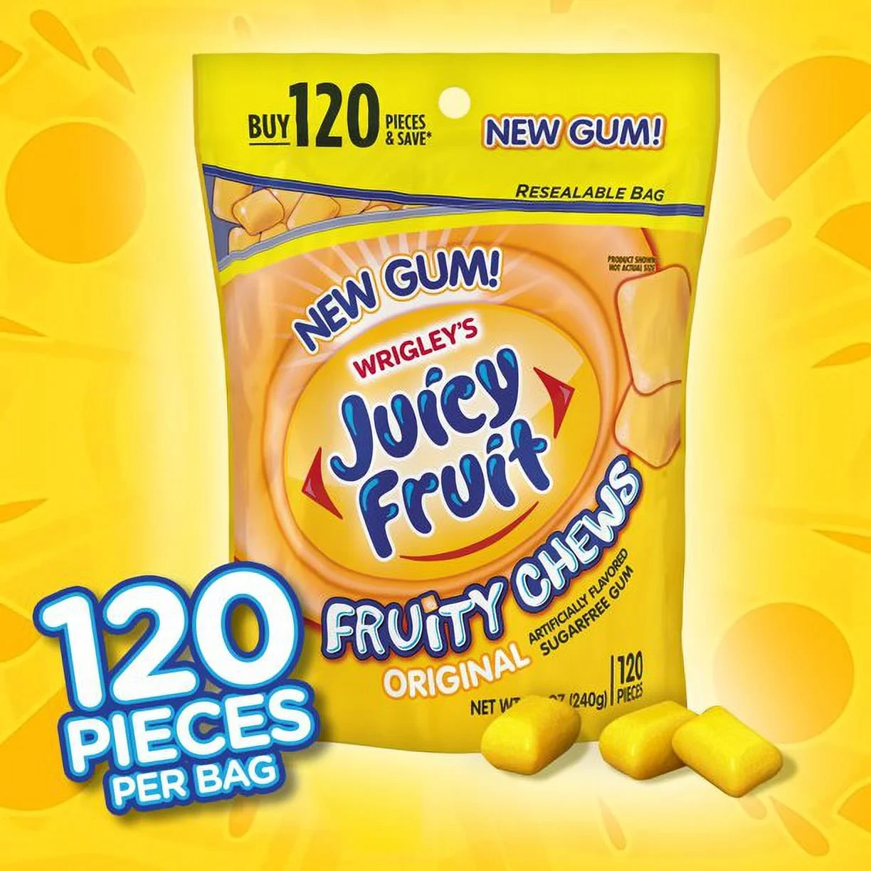 Juicy Fruit Chewing Gum, Value Pack - 120 Count Bulk Gum Bag thumbnail 7