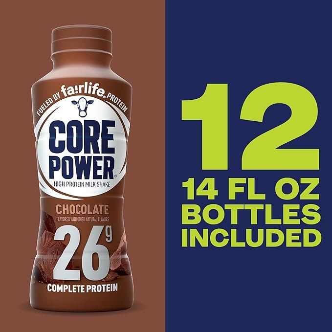 Core Power Protein Shake, Chocolate, 26g Bottle, 14oz, 12 Pack thumbnail 4