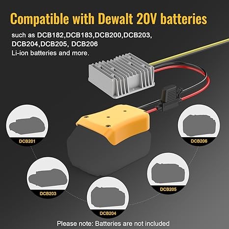 2 Pack 20V to 12V Step Down Converter Compatible with DeWalt 20V Power Wheel Battery Adapter, DC 12V 20A 240W Buck Converter Regulator 30A Fuse & Wire Terminal thumbnail 3