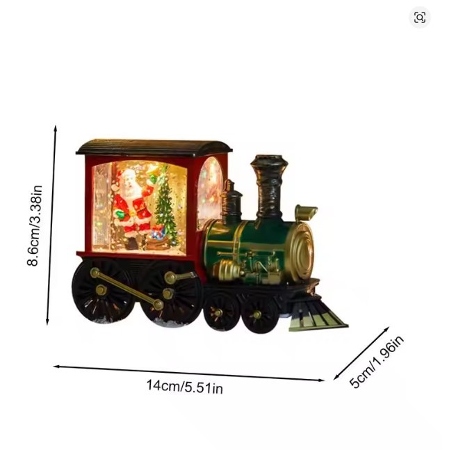 Christmas Train Snow Globe Vintage Train Snowflake Light Winter Holiday Glittering Santa Claus Snowmen Snow Globe Bedside Table thumbnail 4