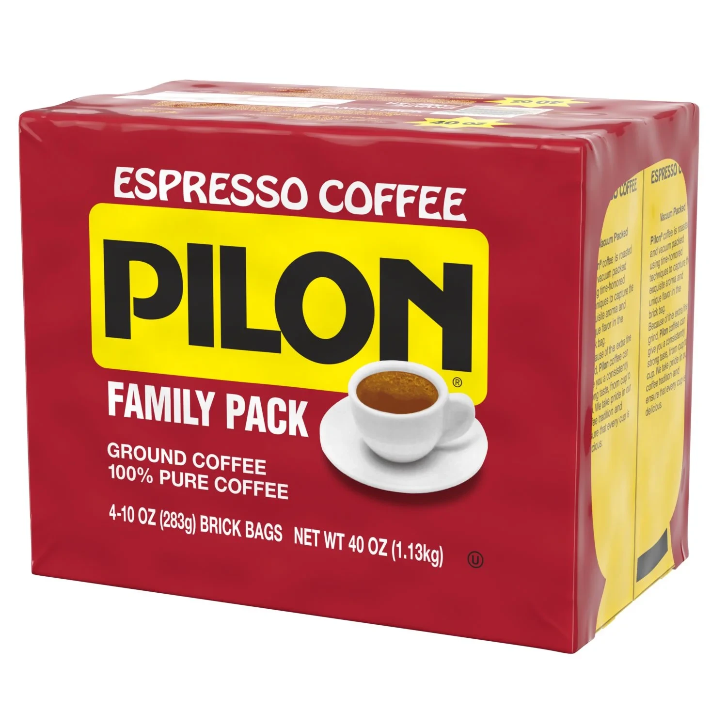 Pilon Espresso, 100% Arabica Coffee, 10-Ounce Bricks (Pack of 4) thumbnail 3