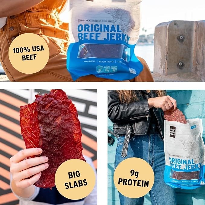 People's Choice Beef Jerky - Classic - Original - Big Slab - Whole Muscle Premium Cuts - Bulk Jerky Package - Thin Sheets - Low Sodium Low Salt High Protein Meat Snack - 15 Count, 1 Bag thumbnail 2