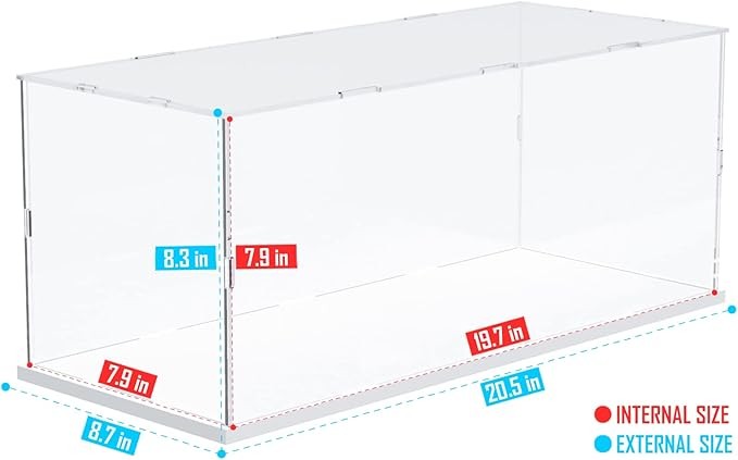 Choowin Acrylic Display Case for Lego, Diecast Car, Clear Thickened Acrylic Display Cases for Collectibles, Assemble Dustproof (White Base) thumbnail 6
