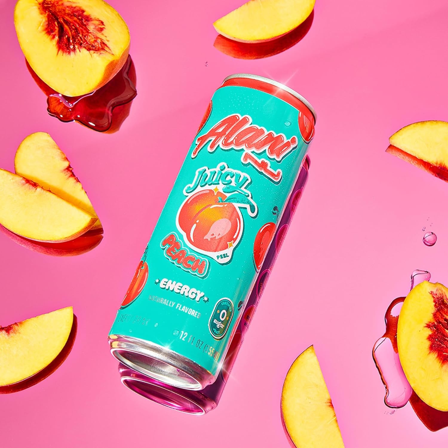Alani Nu JUICY PEACH Sugar Free, Low Calorie Energy Drinks | 200mg Caffeine | Biotin B Vitamins | Zero Sugar | 10 Calories | 12 Fl Oz Cans | 12 Pack thumbnail 3