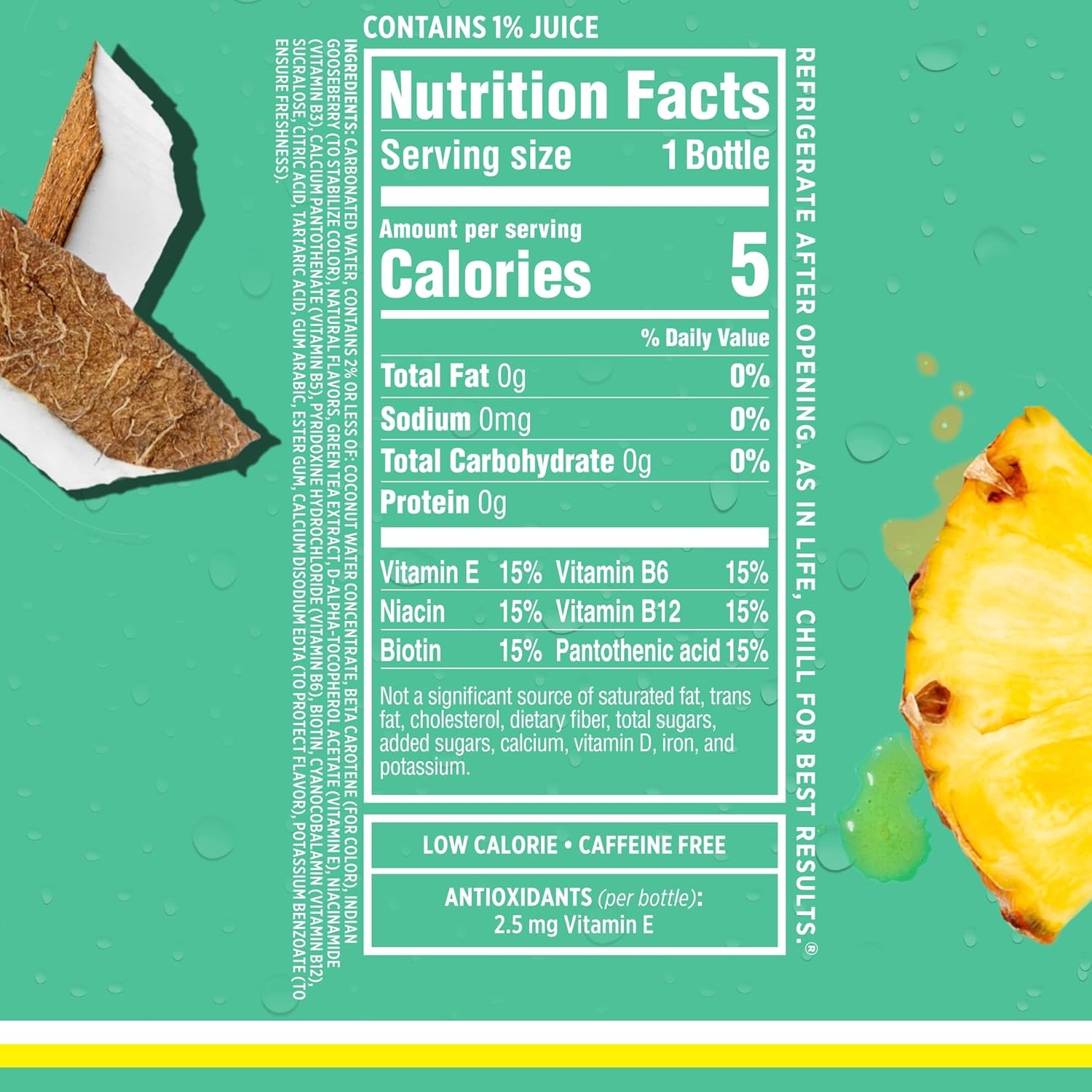 Sparkling Ice, Coconut Pineapple Sparkling Water, Zero Sugar Flavored Water, with Vitamins and Antioxidants, Low Calorie Beverage, 17 fl oz Bottles (Pack of 12) thumbnail 4