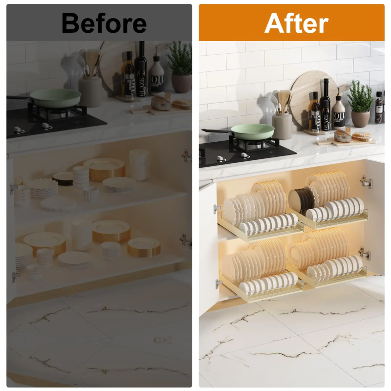 Pull Out Cabinet Organizer, Slide Out Dish Drying Rack for Kitchen Cabinets, Pull Out Shelves for Kitchen Under Sink Organizer thumbnail 4