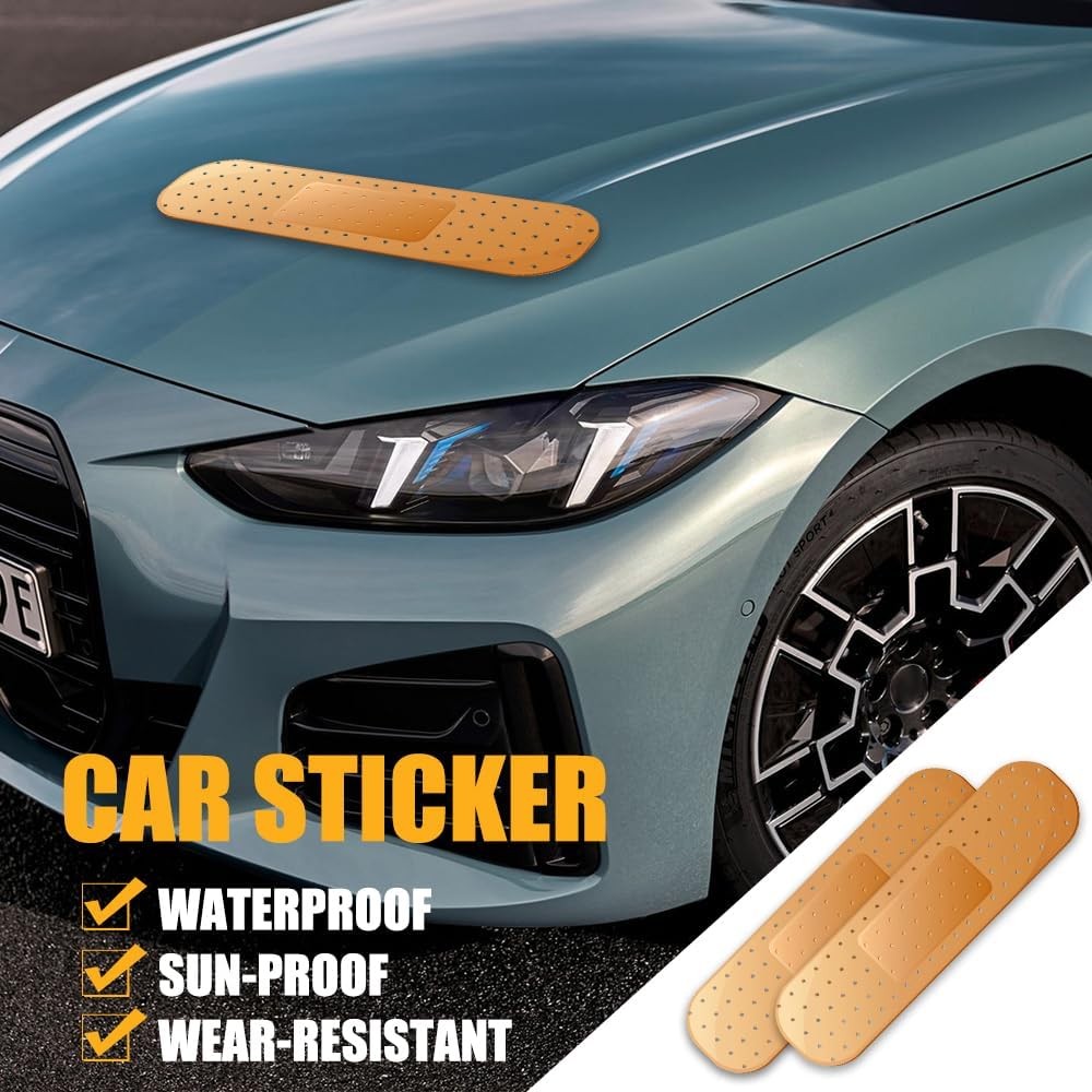 2PCS Car Bandaid Sticker, Giant Car Bumper Sticker Large Bandage Decal, Bandage Funny Automotive Decal, Car Decor Accessories Band-Aid Shape Stickers Large Decals Universal for Vehicle (Beige*2) thumbnail 3