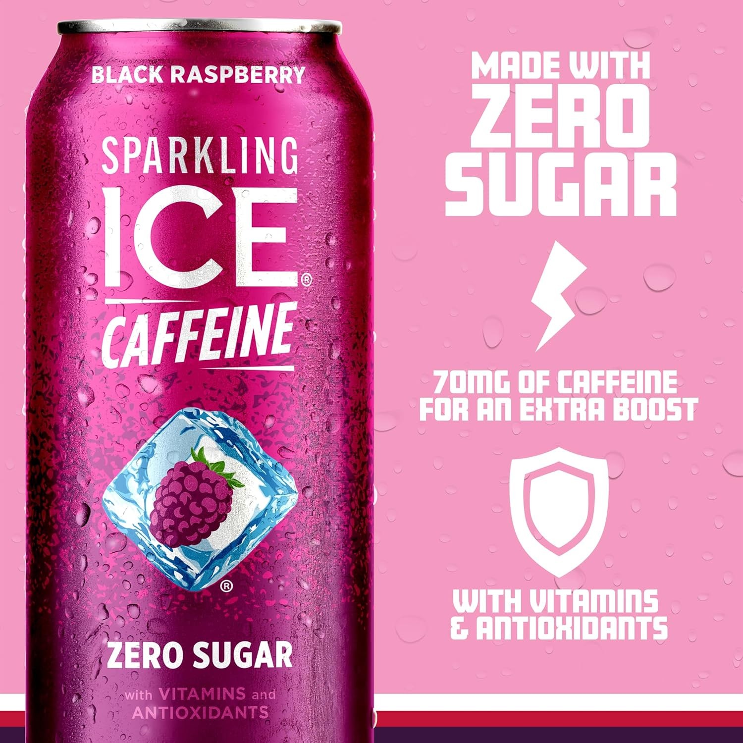 Sparkling Ice, Black Raspberry Sparkling Water, Zero Sugar Flavored Water, with Vitamins and Antioxidants, Low Calorie Beverage, 17 fl oz Bottles (Pack of 12) thumbnail 2