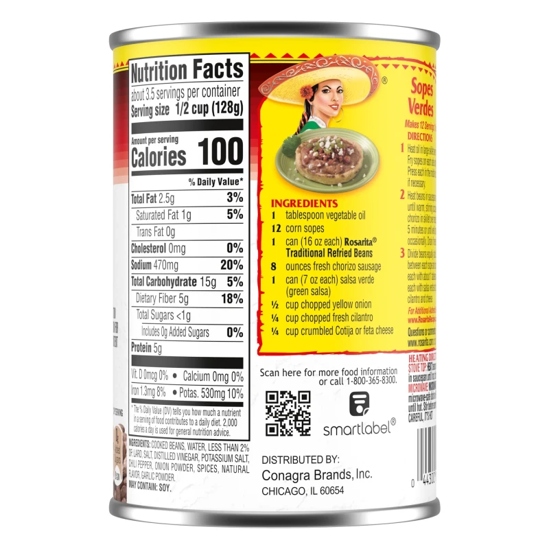Rosarita Traditional Refried Beans, 16 oz. thumbnail 5