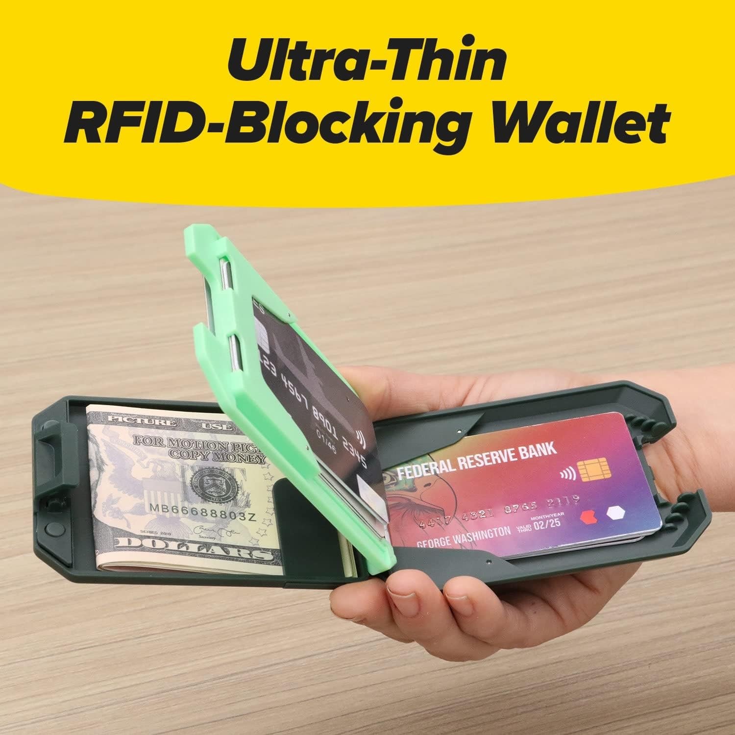 Slim Mint Ultra-Thin RFID-Blocking Wallet, AS-SEEN-ON-TV, ID Theft Protection, Easy to Carry, Reach Cards & Cash with a Touch of a Button, Aluminum Outer Shell, Crush-Resistant thumbnail 4