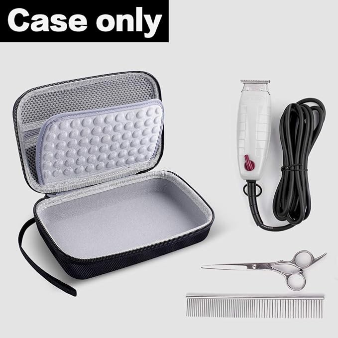 Case for Andis Professional T-Outliner Beard & Hair Trimmer, Model GTO 04780/04710/04603/04775, with Mesh Pocket for Attachment Set - Bag Only (Black+Grey Inner) thumbnail 5