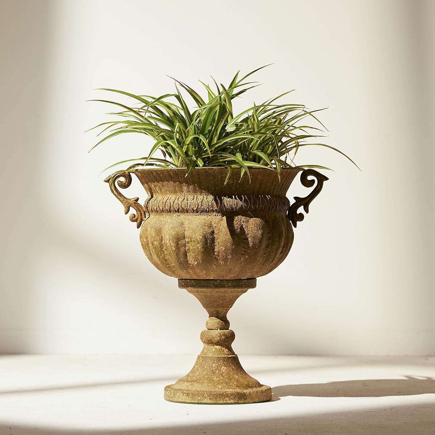 Worth Garden 18.5" H. Metal Urn Planters - Bronze Classic Antique Iron Plant Pots - Decorative Rustic Flower Pots for Outdoor Use - Traditional Urn Planter for Garden, Patio, Front Porch thumbnail 7