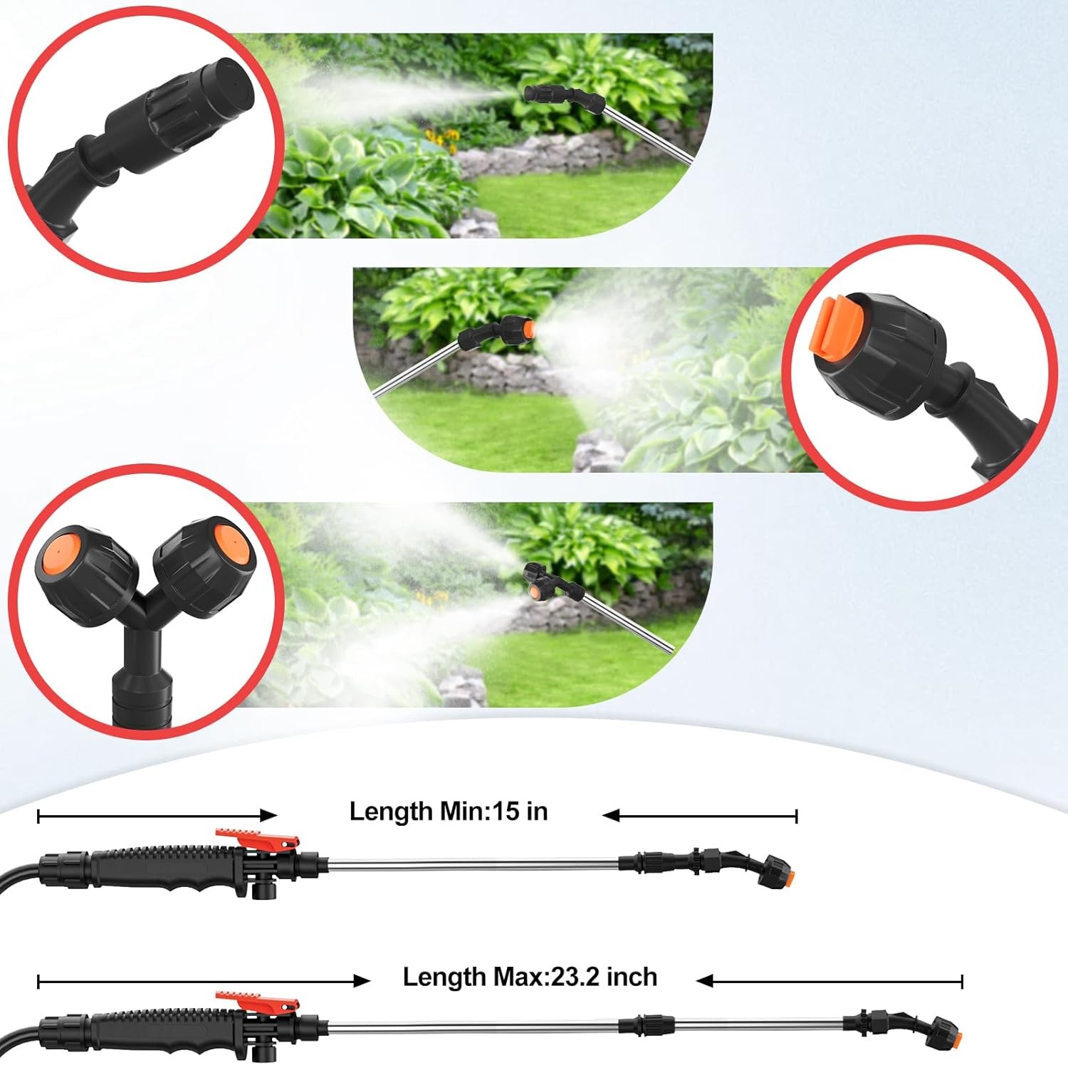 Battery Powered Sprayer Compatible for Milwaukee 12V, Portable Cordless Pump Sprayer with 3 Spray Nozzleï¼ŒRetractable Pole,Brushless Motor for Outdoor in Lawn, Garden, Farm, Plant(No Battery) thumbnail 2