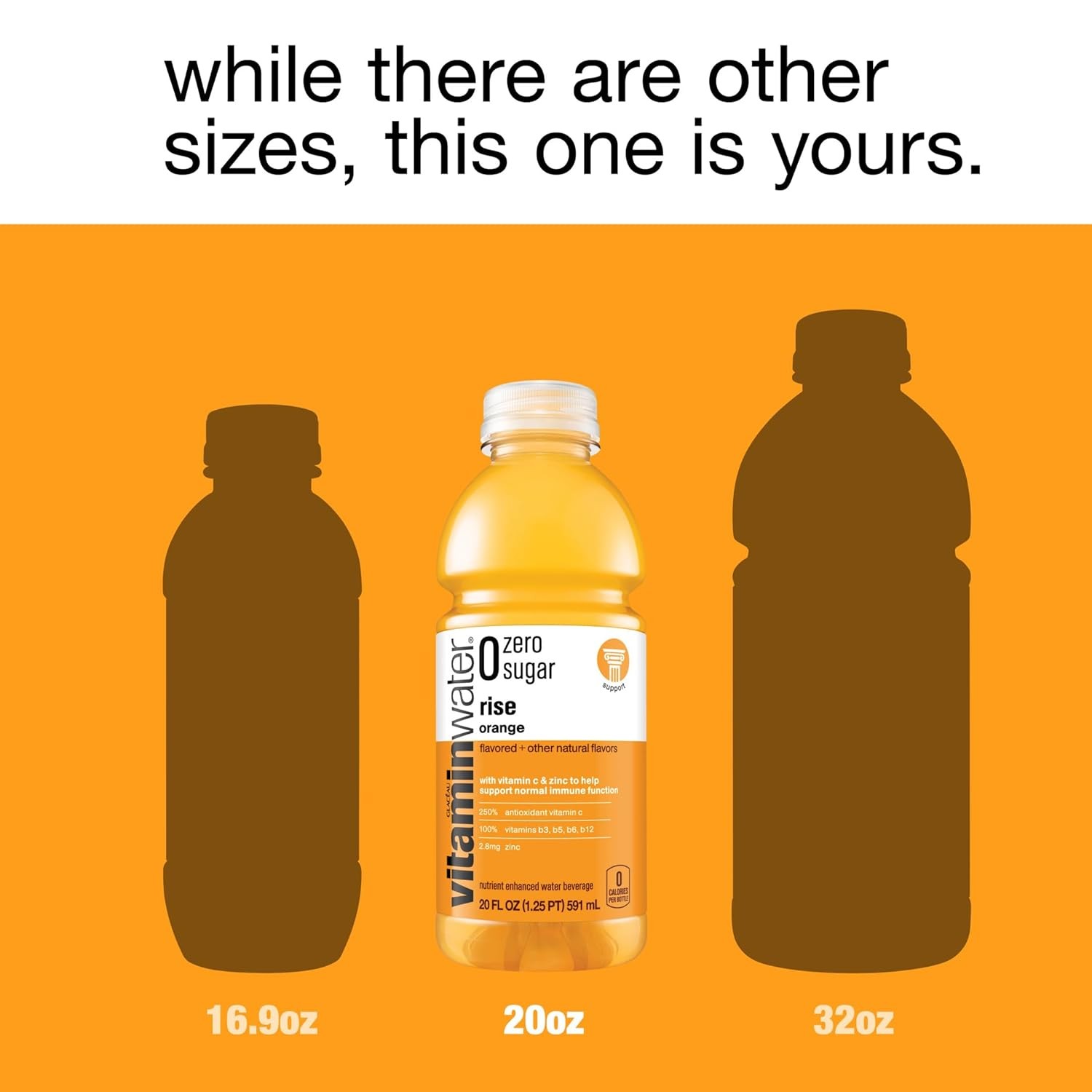 vitaminwater zero sugar rise, electrolyte enhanced water w/vitamins, orange drinks, 20 fl oz, 12 Pack thumbnail 5