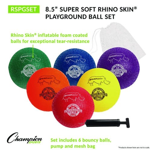 Champion Sports Rhino Soft Playground Ball Set, 8.5" Diameter, Assorted Colors, 6/Set (RSPGSET) thumbnail 3