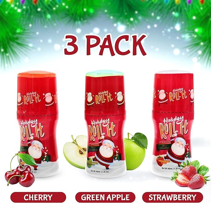 3 Pack | Slime Sour Roller Licker Candy - Assorted, Cherry, Green Apple, Strawberry - Holiday Slime Roll it Licker Candy, Perfect for Christmas Stockings, PiÃ±atas, and Party Favors thumbnail 2