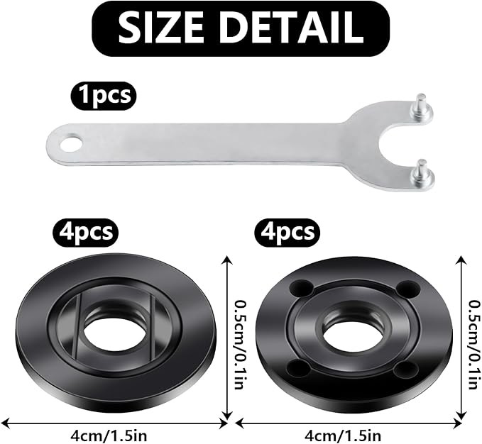 9pcs Angle Grinder Nuts, 1 Angle Grinder Wrench Spanner & 8 Angle Grinder Flange Nuts, 5/8-11 Metal Lock Compatible with Makita Dewalt Bosch Milwaukee Ryobi Metabo Grinder Nuts thumbnail 5