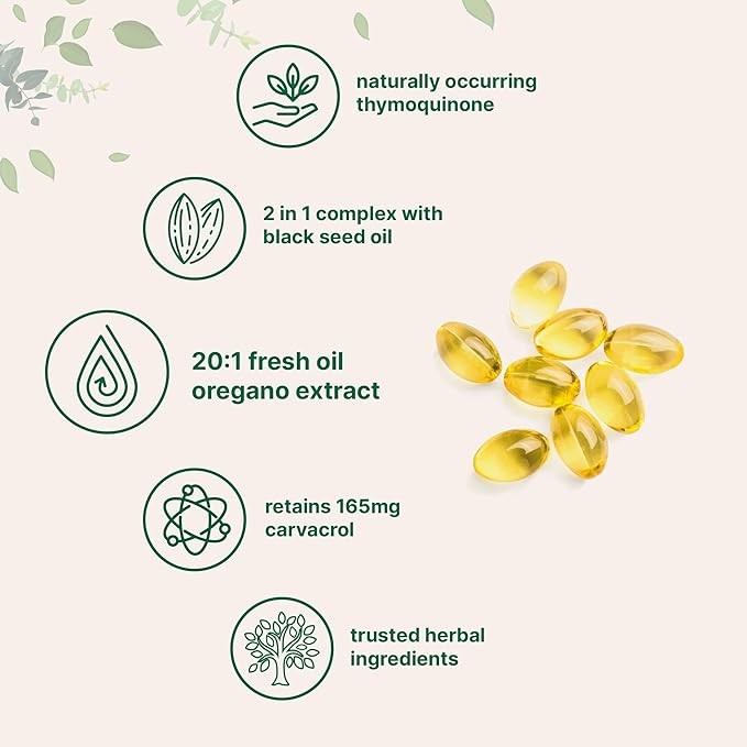 Micro Ingredients Oil of Oregano, 300 Softgel | Oregano Oil with Black Seed Oil, 4X Strength Carvacrol & Thymoquinone | Plant Based, Non-GMO | Antioxidant & Immune Support thumbnail 5