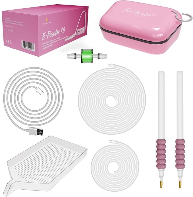 Picmondoo - E-Painter for Diamond Painting - Pink - Wireless Pen with Vacuum Pump - Accessories for Setting AB Stones Without Wax - Diamond Painting Pen
