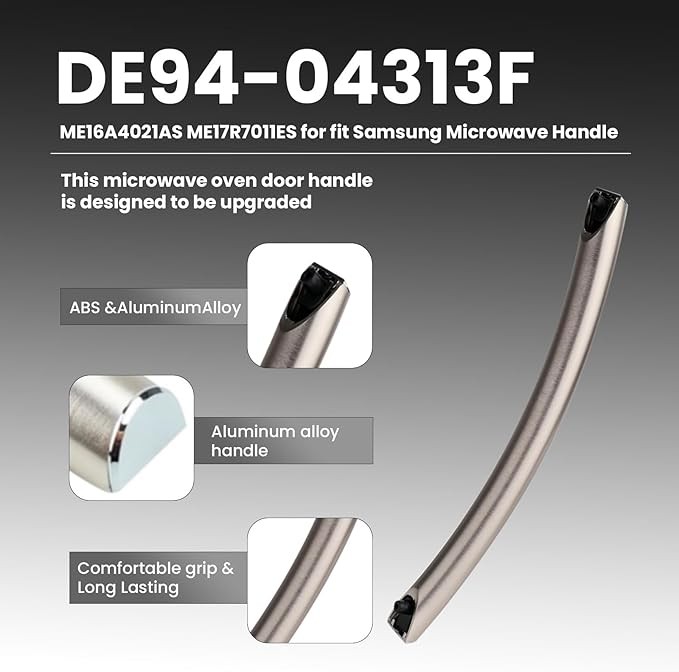 DE94-04313F Microwave Door Handle,ME16A4021AS Microwave Door Handle Fit for Samsung ME16A4021AS ME17R7011ES,Microwave Oven Door Handle Replacement with 2 Screws thumbnail 5
