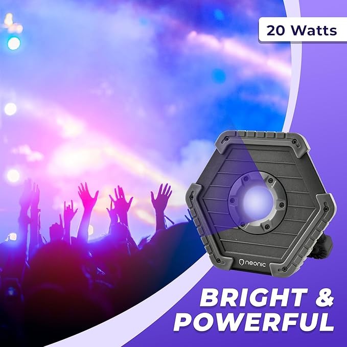 Neonic Rechargeable UV LED Black Light, Battery Operated Powered Blacklight, Cordless 395nm Ultraviolet Flood Light, Neon Glow Party, Blacklight Catfishing thumbnail 5