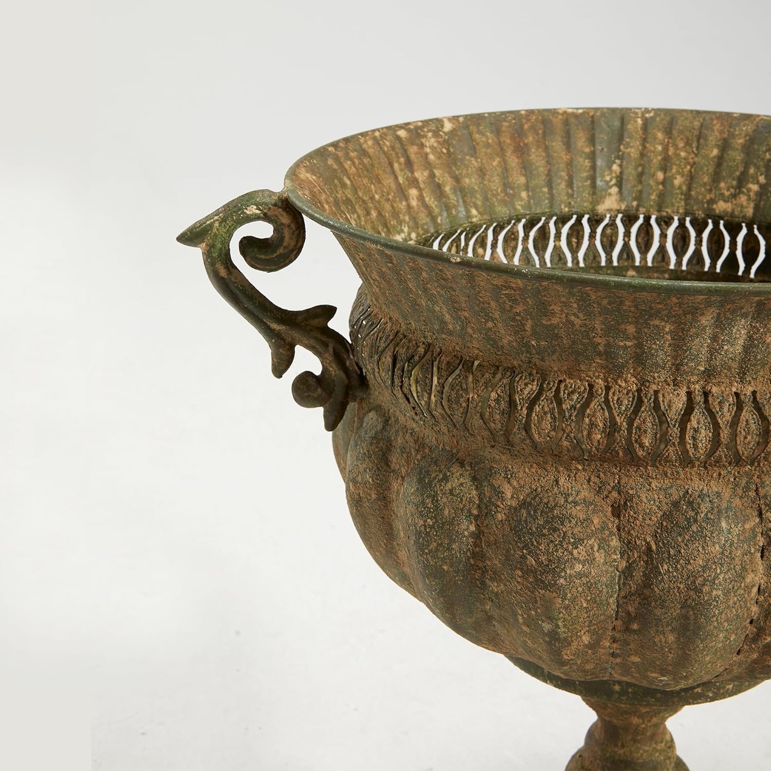 Worth Garden 18.5" H. Metal Urn Planters - Bronze Classic Antique Iron Plant Pots - Decorative Rustic Flower Pots for Outdoor Use - Traditional Urn Planter for Garden, Patio, Front Porch thumbnail 4